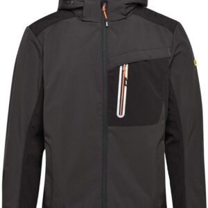 Softshell arbejdsjakke – åndbar, aftagelig hætte og lommer