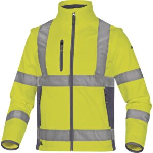 Softshell arbejdsjakke høj synlighed – konvertibel vest