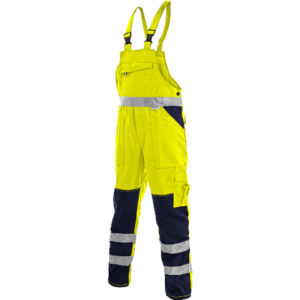 Signalgul semi-overalls med 3M-reflekser, forstærkede knæ