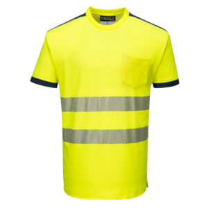 Arbejdst‑T‑shirt i bomuld med reflekstape – åndbar
