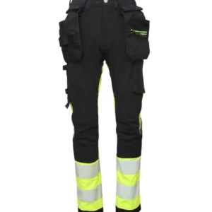BoSafety hi-vis bukser – 4-vejs stretch, Cordura-knæ