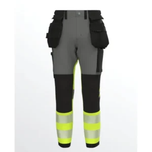 BoSafety hi-vis bukser – 4-vejs stretch, Cordura-knæ