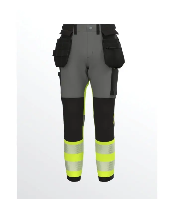 BoSafety hi-vis bukser – 4-vejs stretch, Cordura-knæ