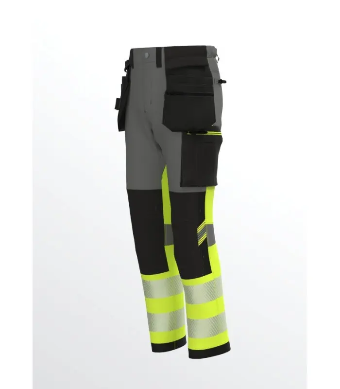 BoSafety hi-vis bukser – 4-vejs stretch, Cordura-knæ - Billede 2