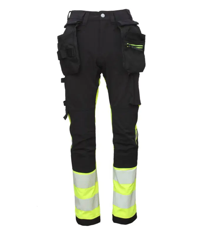 BoSafety hi-vis bukser – 4-vejs stretch, Cordura-knæ